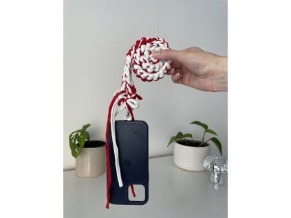 Popruh na mobil červeno-biely