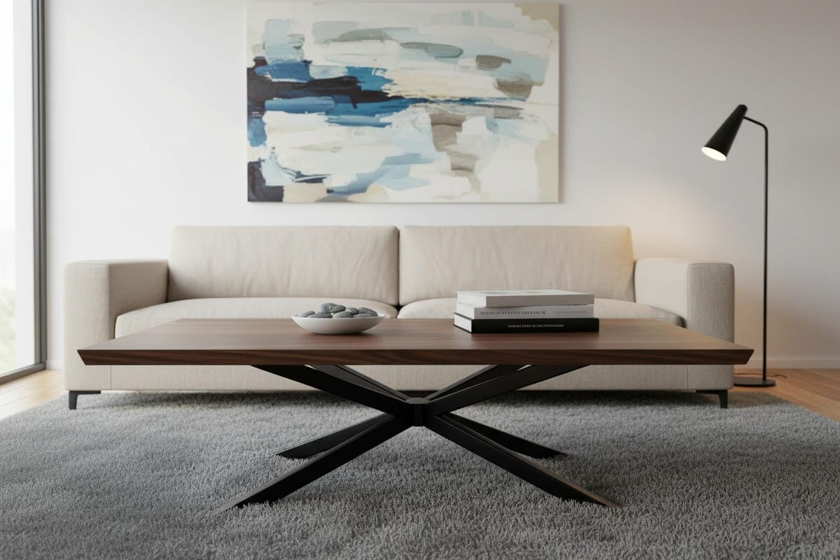 Kovová centrálna stolová podnož Pavúk čierna pre jedálenský stôl