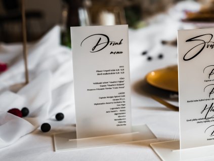 Drink menu z plexiskla