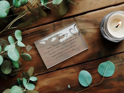 Kartička Svatební dary na plexiskle