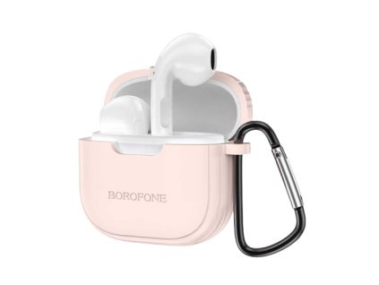 Bezdrátová sluchátka Borofone TWS BW29 se silikonovým pouzdrem - Růžová