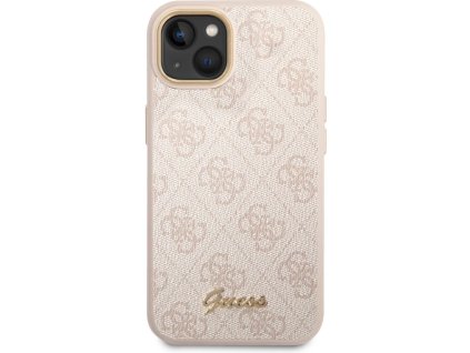 Guess PC/TPU 4G Metal Camera Outline kryt pro iPhone 14 - Růžová