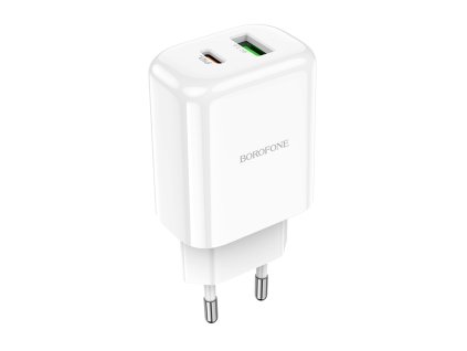Borofone BN4 dual (USB-A/USB-C) adaptér (20W) - Bílá