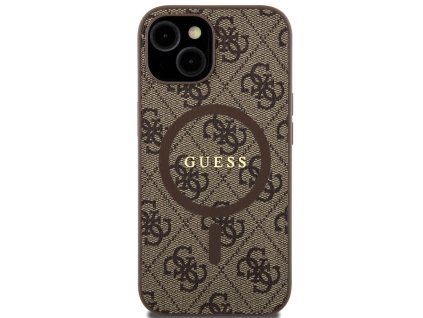 Guess PU Leather 4G Colored Ring MagSafe kryt pro iPhone 15 Pro Tmavě hnědá