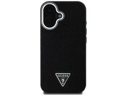 Guess PU Grained Triangle Logo kryt pro iPhone 16 Černá