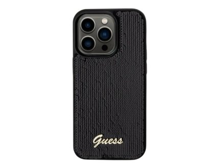 Guess Sequin Script Logo kryt pro iPhone 14 Pro Černá