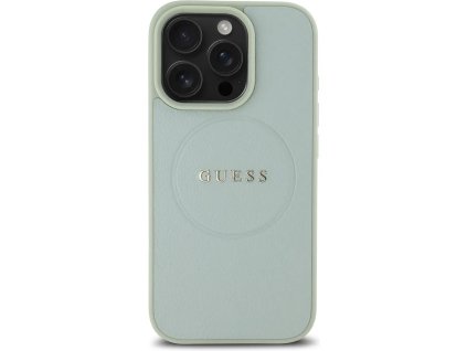 Guess PU Grained Classic Logo MagSafe kryt pro iPhone 16 Pro Max Mátově zelená
