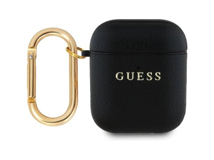 Guess PU Grained Classic Logo obal pro AirPods 1/2 Černá