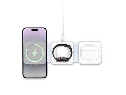 Bezdrátová skládací nabíječka Recci RCW-36 (15W) 3v1 - Bílá