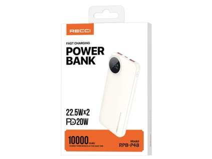Powerbanka Recci RPB-P48 (10000mAh) Krémově bílá