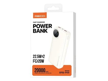 Powerbanka Recci RPB-P49 (20000mAh) Krémově bílá