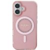 Guess IML Rhinestones Ring MagSafe kryt pro iPhone 16 Růžová