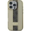 Guess IML Middle 4G Stripe kryt pro iPhone 16 Pro Hnědá