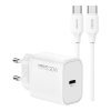 Sada Recci USB-C adaptér (20W) + nabíjecí a datový kabel s konektorem USB-C RC129ECC Bílá