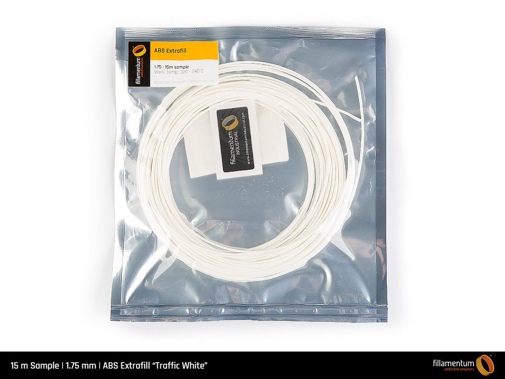Fillamentum ABS Extrafill Traffic White 15 m Sample 1 75 mm