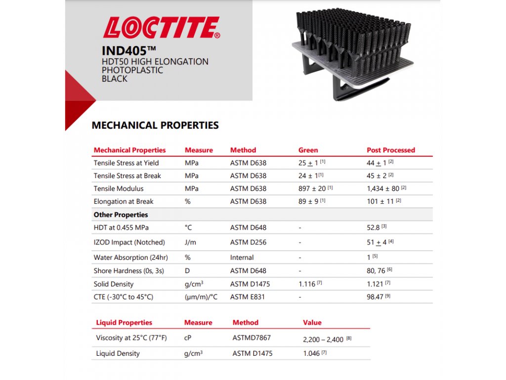 Loctite 3D, IND405 HDT50 High Elongation Resin