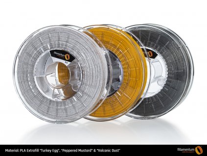 Fillamentum PLA Extrafill Spools Turkey Egg Peppered Mustard Volcanic Dust 01