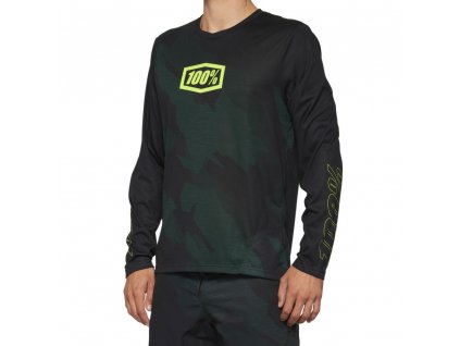 Cyklistický Dres 100% airmatic le long sleeve jersey black camo m