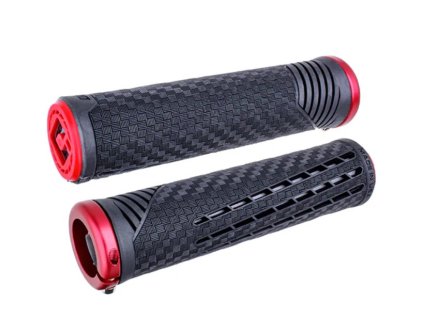 Gripy MTB ODI CF, V2.1 Lock-On, MTB, Closed End, Pearl Black / Red