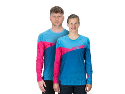 dres CUBE EDGE ROUND NECK JERSEY L/S blue/pink