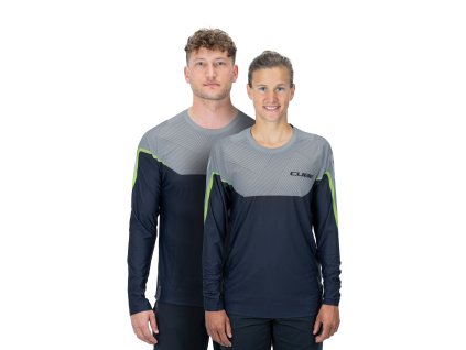 dres CUBE EDGE ROUND NECK JERSEY L/S grey/lime