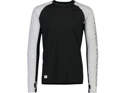 triko merino MONS ROYALE TEMPLE TECH LS black / grey marl