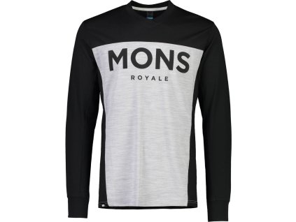 Merino dres s dlouhým rukávem Mons Royale REDWOOD ENDURO VLS Black/Grey Marl