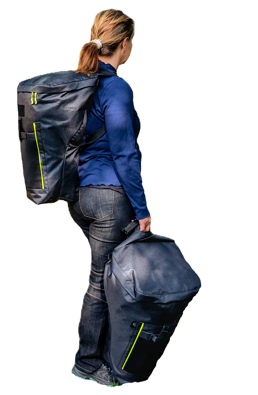 Brašna RiderBag přeměněná z vaku na batoh