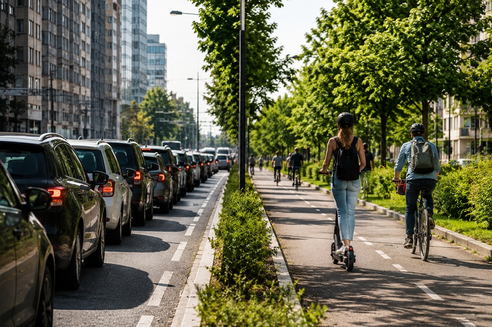 Srovnání přepravy po městě automobil vs elektro doprava