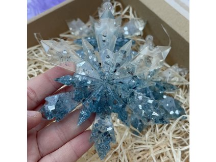 Sněhová vločka s drceným sklem - tyrkysová