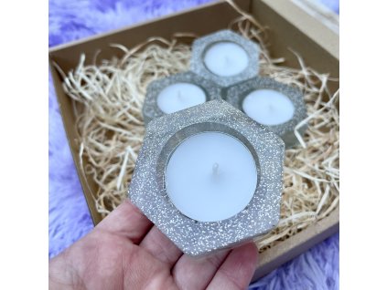 Stojánek na čajovou svíčku - stříbrná