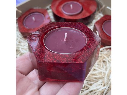 Stojánek na čajovou svíčku - červená