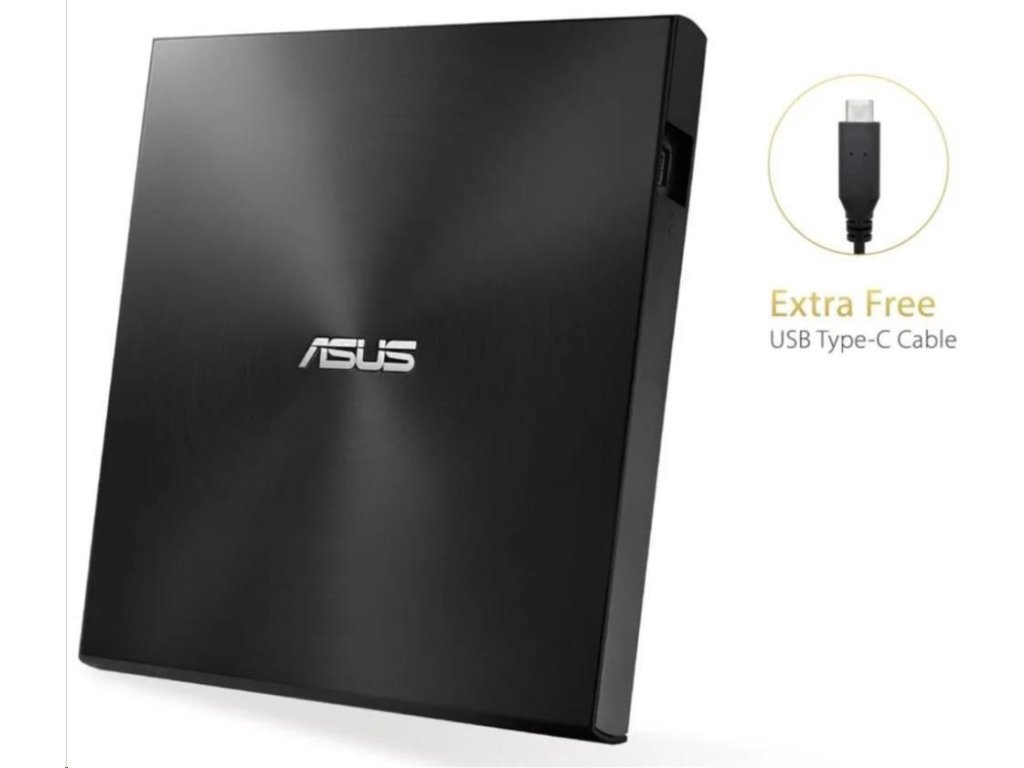 ASUS DVD ZenDrive SDRW-08U9M-U BLACK, externá tenká DVD-RW, USB Type-C/Type-A, M-DISC