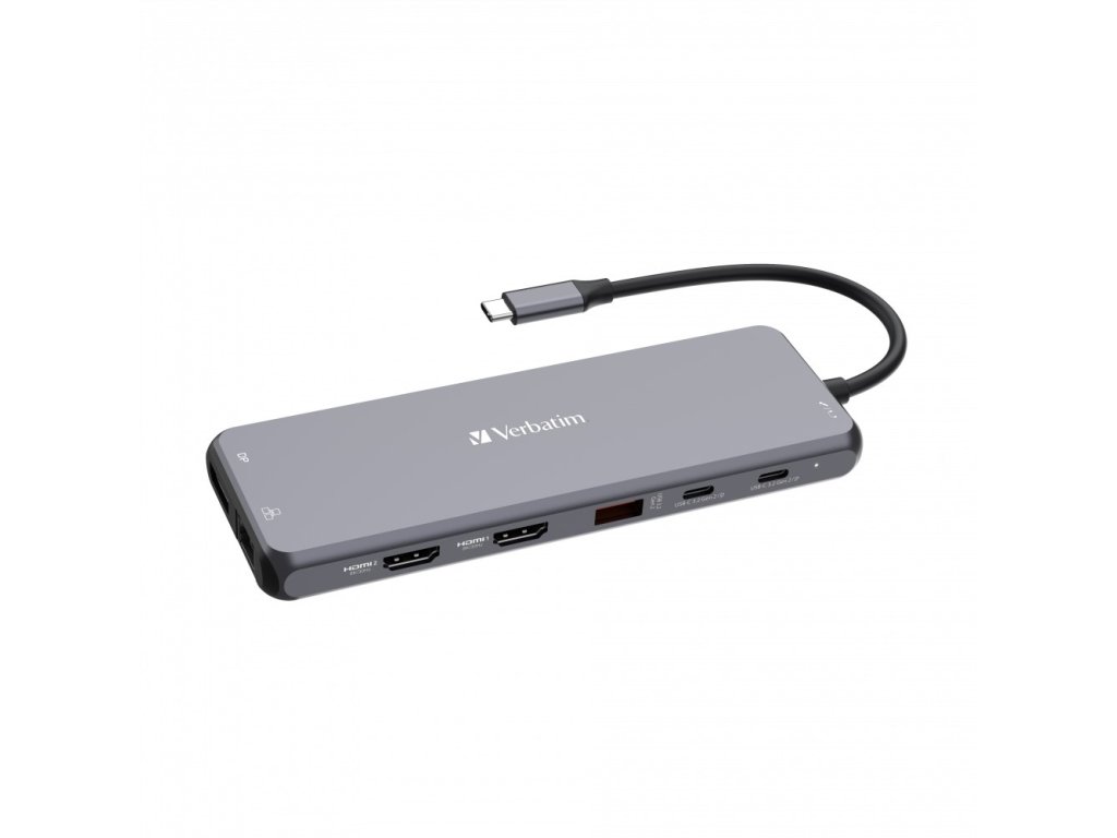 VERBATIM Hub USB-C Pro Multiport 13 Port, 6x USB-A, 2x USB-C, 2x HDMI, DP, RJ45, 3.5mm Jack audio, šedá