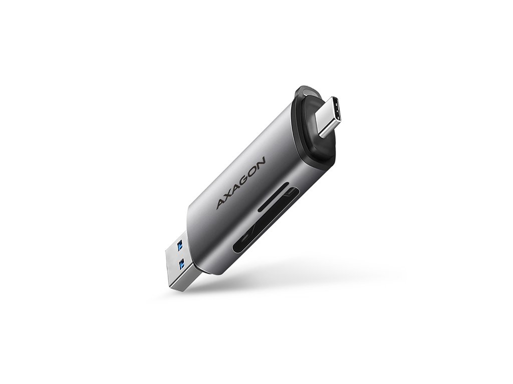 AXAGON CRE-SAC, USB3.externá čítačka kariet SD/microSD 2 Gen 1 Type-C + Type-A, podpora UHS-I