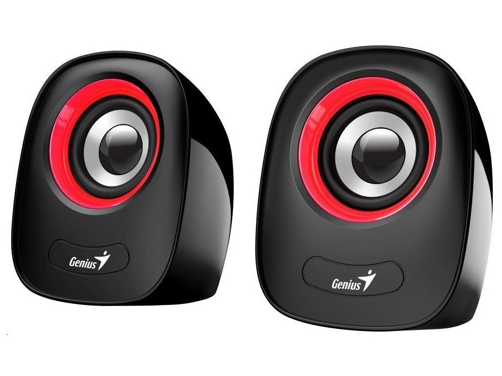 Reproduktory GENIUS SP-Q160 Red, 2.0, 6 W, napájanie USB, 3,5" jack, čierna a červená