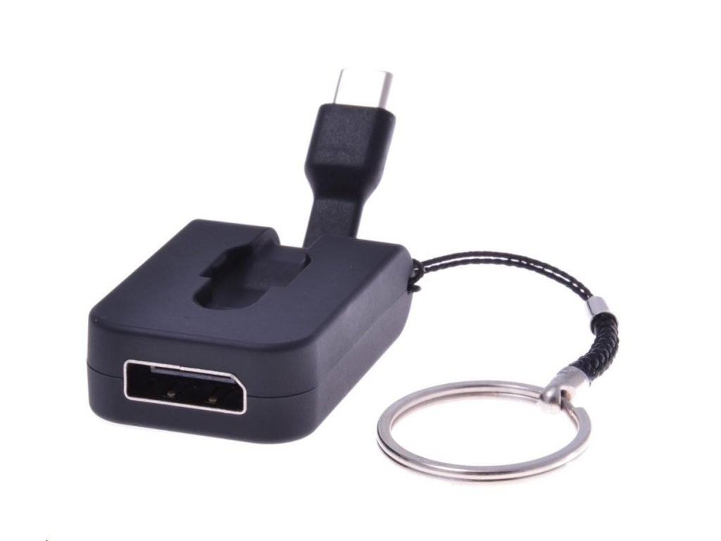 Adaptér PREMIUMCORD USB 3.1 samec portu Type-C na samicu portu DisplayPort, navíjací kábel a krúžok na kľúče