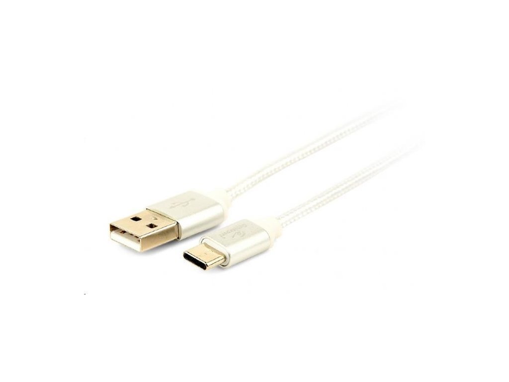 GEMBIRD CABLEXPERT kábel USB na USB-C (AM/CM), 1,8 m, opletený, strieborný, blister
