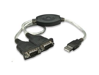 MANHATTAN prevodník z USB na 2x sériový port (USB AM/DB9M(2), RS232)