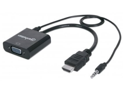 MANHATTAN Prevodník HDMI na VGA + zvuk (HDMI samec na VGA samica, so zvukom, Polybag)