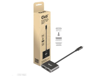 Club3D hub MST (Multi Stream Transport) USB3.2 Gen2 Type-C (DP Alt-Mode) na DisplayPort + HDMI 4K60Hz (M/F)