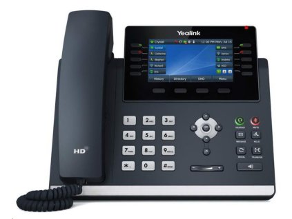 IP telefón Yealink SIP-T46U, 4,3" 480x272 farieb, 2x RJ45 10/100/1000, PoE, 16x SIP, 2x USB, bez adaptéra