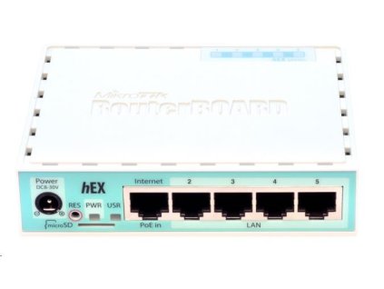 MikroTik RouterBOARD hEX, 880MHz dual-core CPU, 256MB RAM, 5x LAN, USB, microSD slot, vč. L4 licence