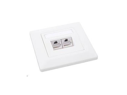 Solarix Zásuvka CAT6 STP 2 x RJ45 pod omietku biela SX9-2-6-STP-WH