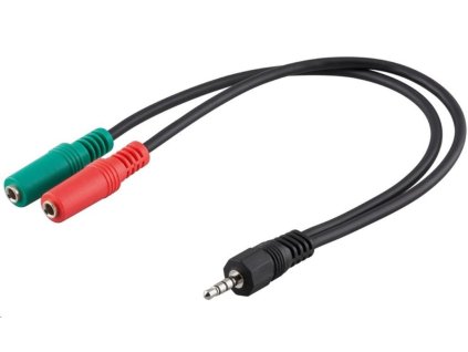 PREMIUMCORD Adaptér Jack 3,5 mm 4pin - 2x stereo Jack 3,5 mm, redukcia (M/2xF, 4 póly)