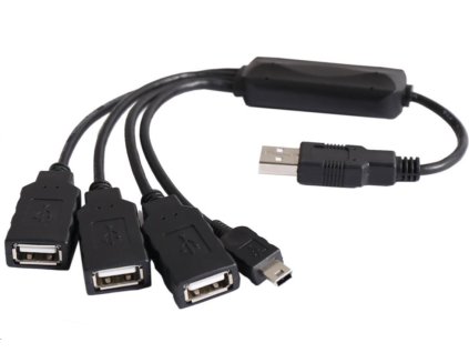 PremiumCord USB2.0 HUB 4-portový čierny kábel