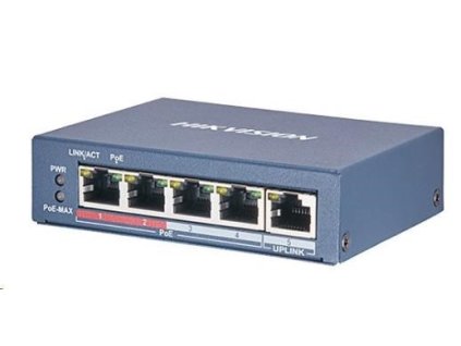 HIKVISION DS-3E0105P-E/M (B) (4+1) PoE switch, 38W budget, 1x 100Mbit, 4x 10/100Mbit PoE Plus, IEEE802.3af/at