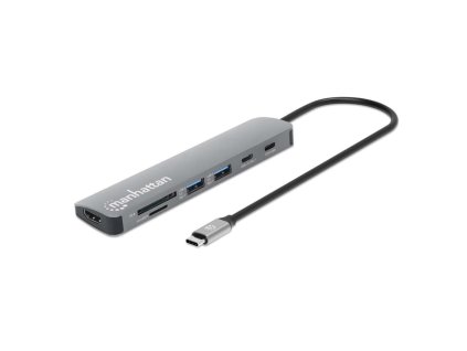 MANHATTAN Dokovací stanice USB-C 7v1, HDMI, USB-C 3.0, USB-C PD 100W, 2xUSB-A 3.0, SD/microSD