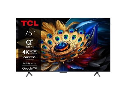 TCL 75C655 75" TV, 4K Ultra HD, QLED, Google TV, HDR, Bluetooth, WiFi, reproduktory ONKYO 2.1 se subwooferem