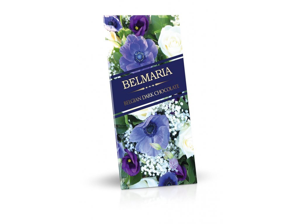 Belmaria Belgická hořká čokoláda 72% Modré květy 180 g